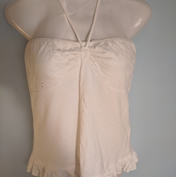 Arizona Jean Company Tops - Women's white eyelet halter top with ruffle medium